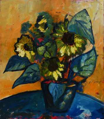 Sonnenblumen vor Orange